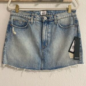 NWT $195 Hudson Jeans Women's Vintage Distressed Denim Skirt Blue